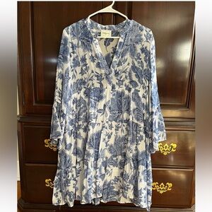 CHOKLATE PARIS —Blue Floral Tiered Women's Dress - Lightweight Cotton